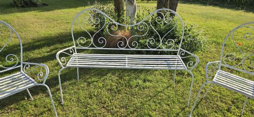 WROUGHT IRON BENCH AND TWO CHAIRS - ADDITIONAL PHOTO 4