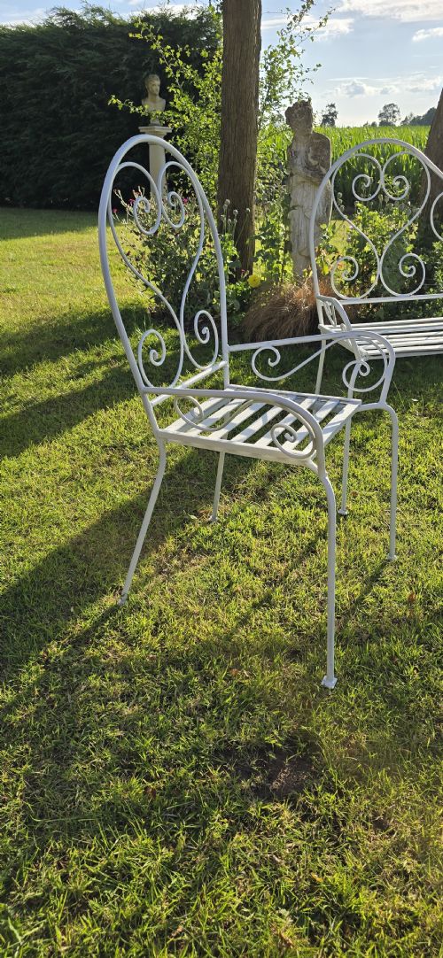 WROUGHT IRON BENCH AND TWO CHAIRS - ADDITIONAL PHOTO 5
