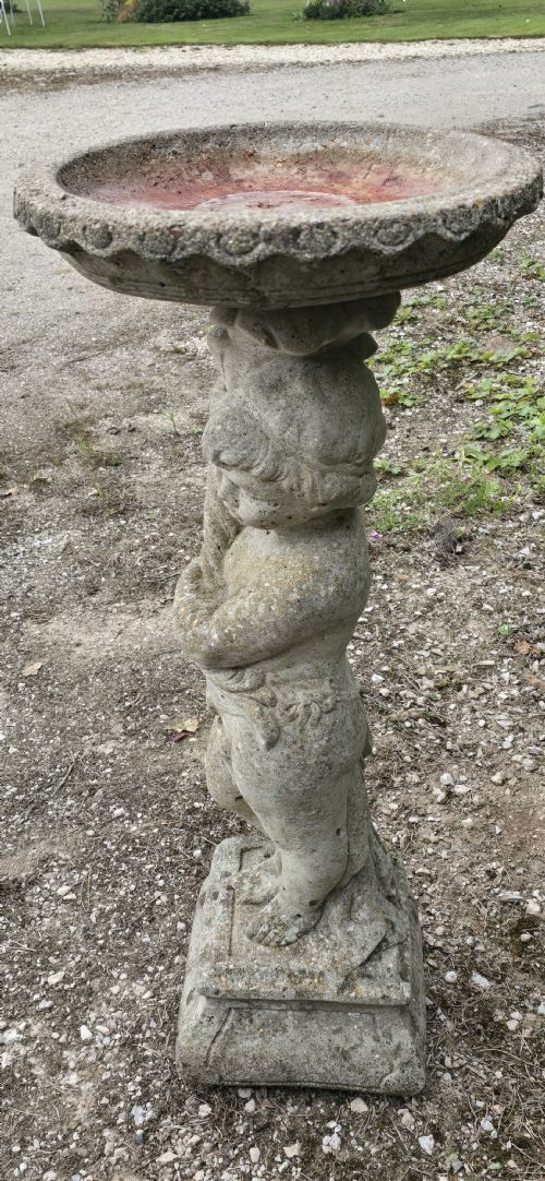 GOOD WEATHERED STONE BIRD BATH - ADDITIONAL PHOTO 4