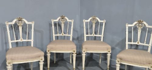 GOOD SET FRENCH PAINTED DINING CHAIRS - ADDITIONAL PHOTO 1