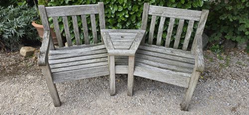 SILVERED DOUBLE GARDEN BENCH - ADDITIONAL PHOTO 3