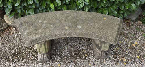 CURVED STONE GARDEN BENCH - ADDITIONAL PHOTO 3