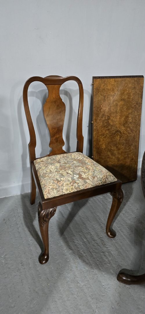 BURR WALNUT TABLE AND FOUR CHAIRS DINING SUITE - ADDITIONAL PHOTO 1