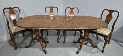 BURR WALNUT TABLE AND FOUR CHAIRS DINING SUITE - ADDITIONAL PHOTO 6