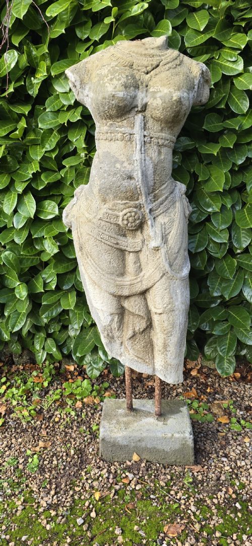 STONE TORSO ON CAST IRON STAND - ADDITIONAL PHOTO 1