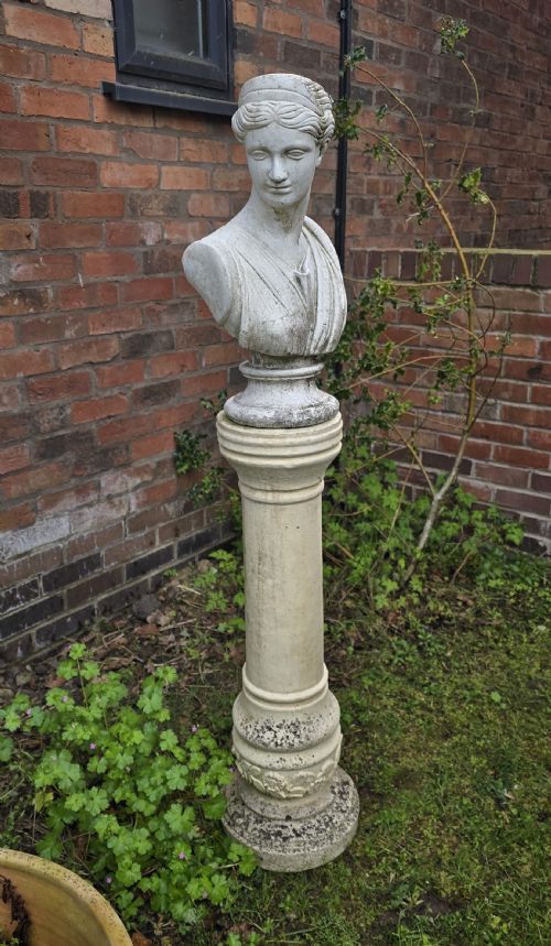 STONE BUST OF ATHENA ON PLINTH - ADDITIONAL PHOTO 1