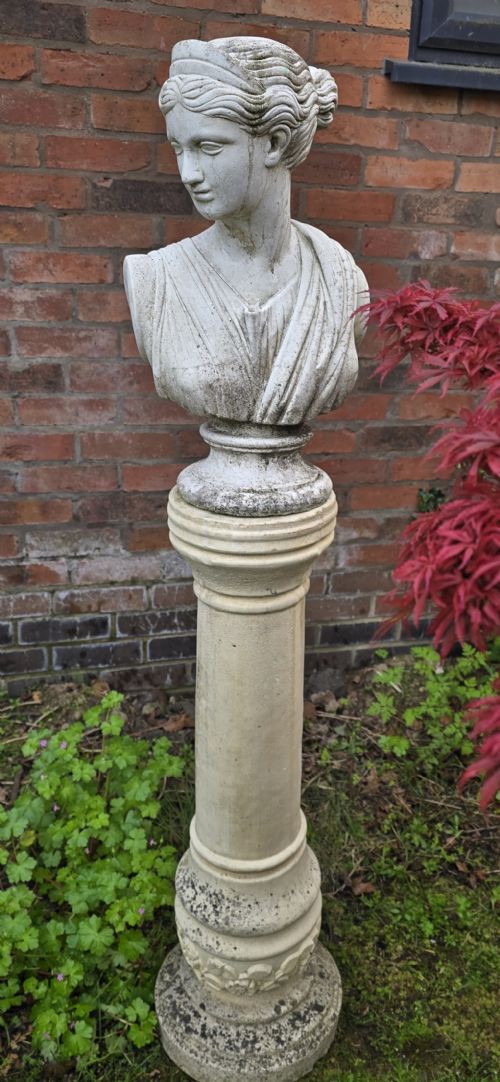 STONE BUST OF ATHENA ON PLINTH - ADDITIONAL PHOTO 2