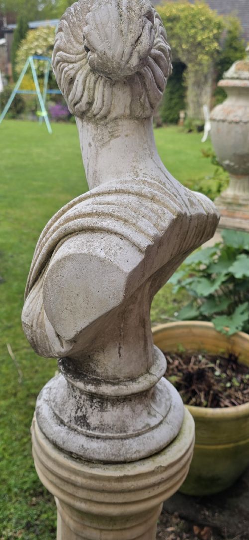 STONE BUST OF ATHENA ON PLINTH - ADDITIONAL PHOTO 5