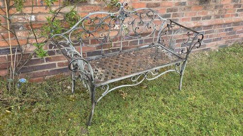 VERY GOOD FRENCH METAL GARDEN BENCH - ADDITIONAL PHOTO 2