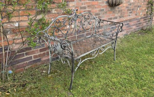 VERY GOOD FRENCH METAL GARDEN BENCH - ADDITIONAL PHOTO 4