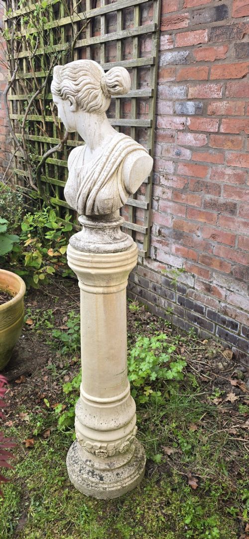 STONE BUST OF ATHENA ON PLINTH - ADDITIONAL PHOTO 4