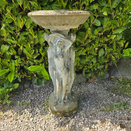 WELL WEATHERED STONE BIRD BATH