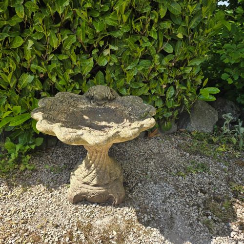 very pretty well weathered stone bird bath - CATEGORY: ANTIQUE MISCELLANEOUS - DATED 1910