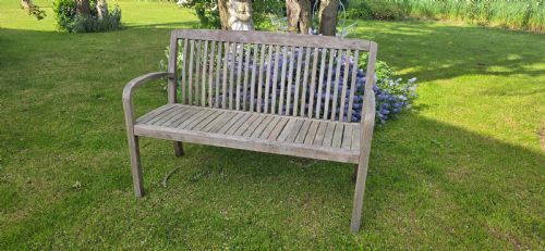 WELL WEATHERED SILVERED TEAK GARDEN BENCH - ADDITIONAL PHOTO 1