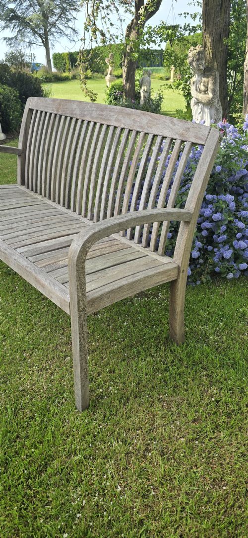 WELL WEATHERED SILVERED TEAK GARDEN BENCH - ADDITIONAL PHOTO 3