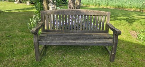 SILVERED TEAK GARDEN BENCH - ADDITIONAL PHOTO 1