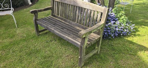 SILVERED TEAK GARDEN BENCH - ADDITIONAL PHOTO 4