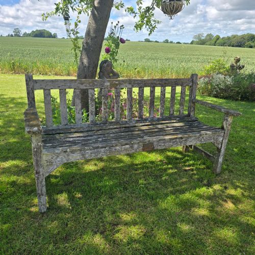 WELL WEATHERED TEAK GARDEN BENCH