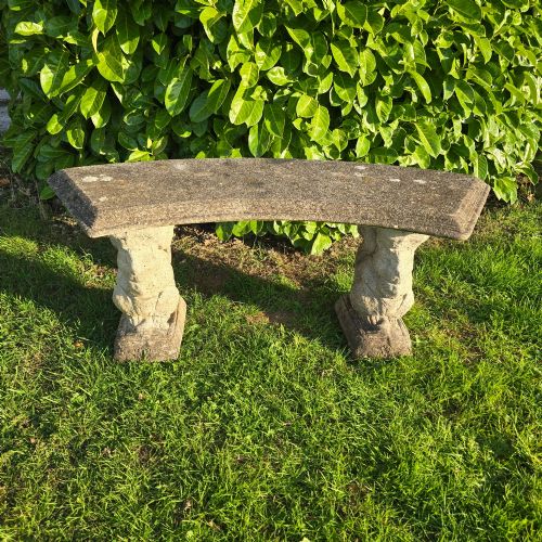 Well Weathered Curved Stone Bench