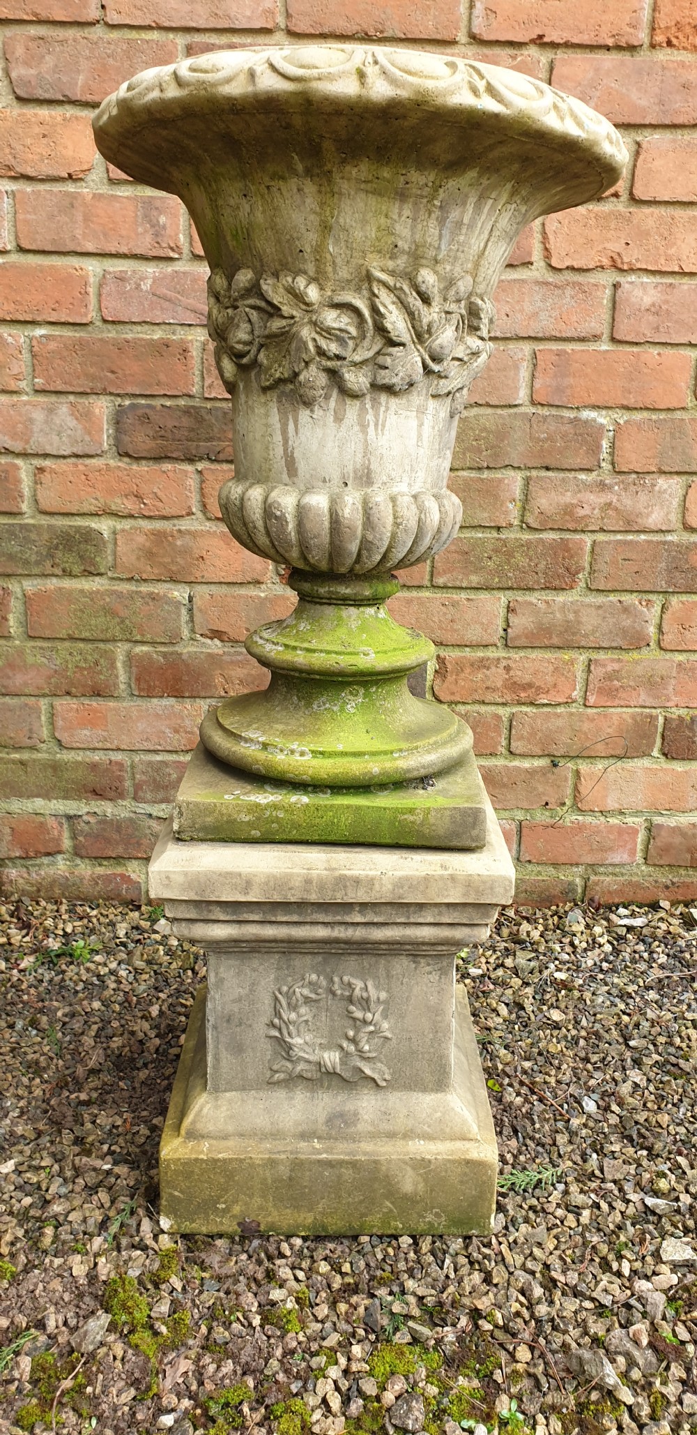 Wonderful Pair  Garden Urns on Plinths View II