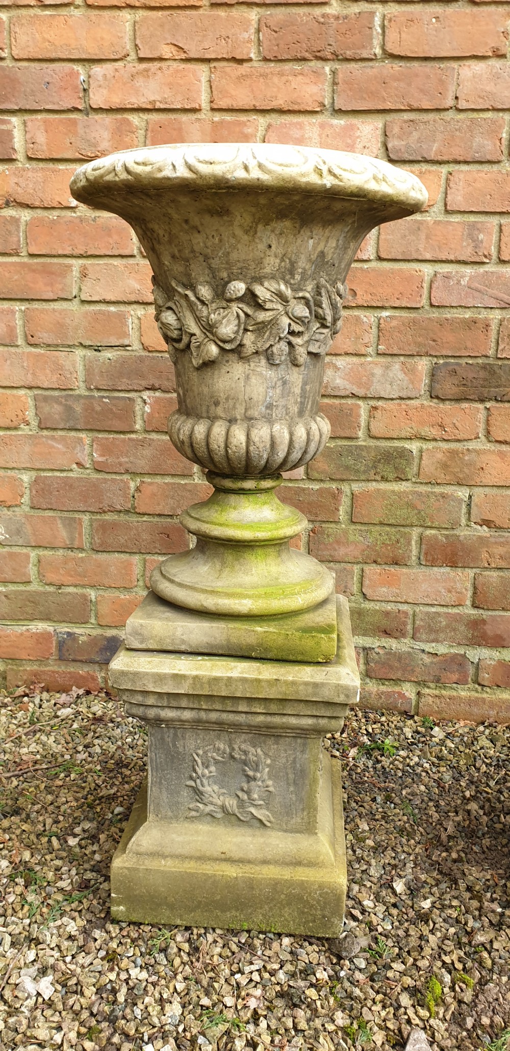 Wonderful Pair  Garden Urns on Plinths View III