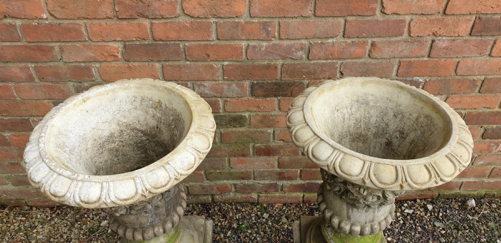 Wonderful Pair  Garden Urns on Plinths View V