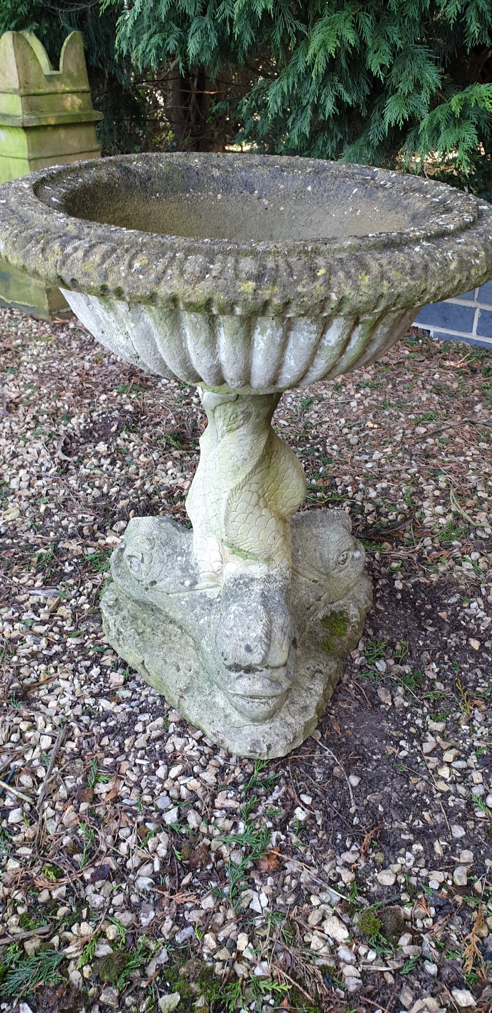 Garden Planter with Dolphin Pedestal View II