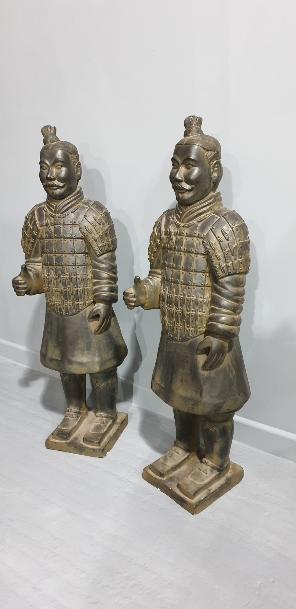 Large Pair Chinese Terracotta Soldiers View II