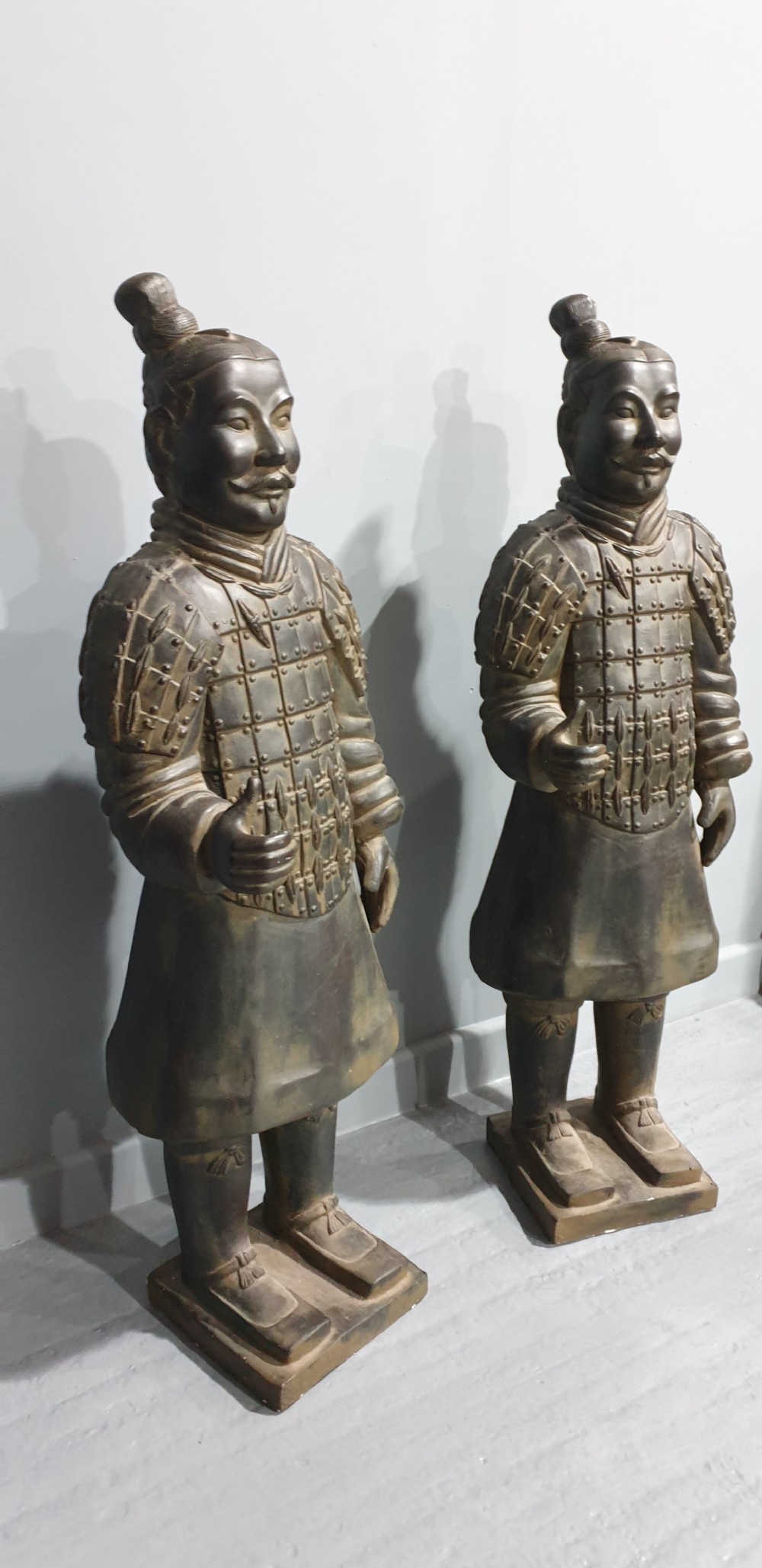 Large Pair Chinese Terracotta Soldiers View III
