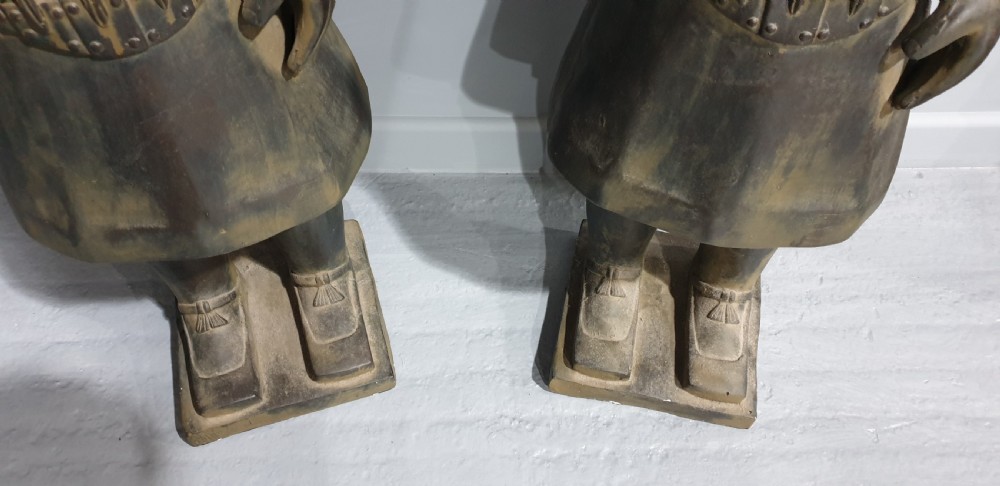 Large Pair Chinese Terracotta Soldiers View IV