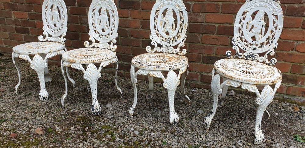 Set Four Cast Iron Garden Chairs View V