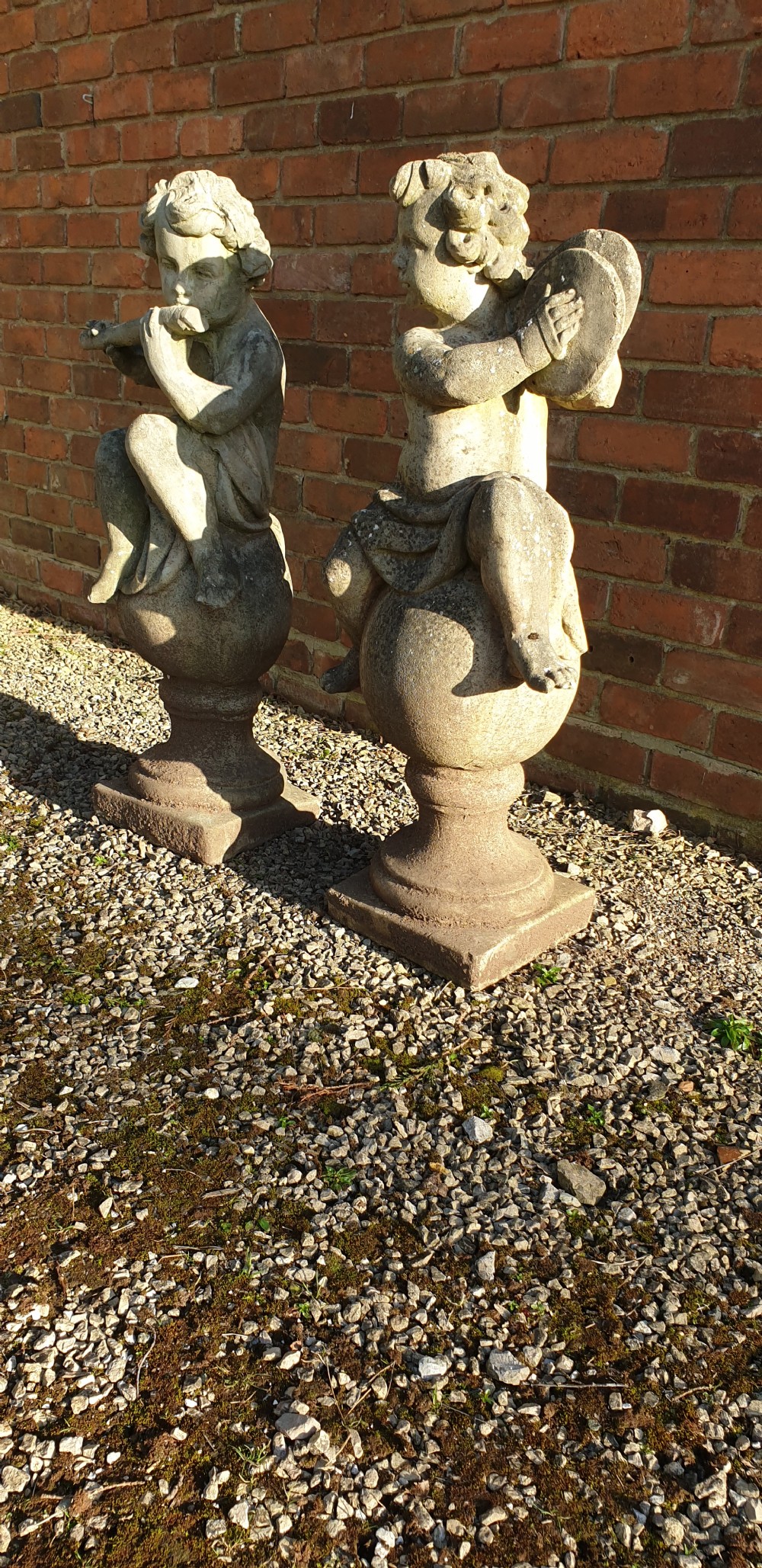 Super Pair Garden Cherub Stone Ornaments View III