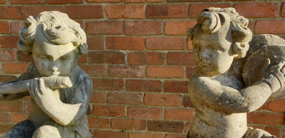 Super Pair Garden Cherub Stone Ornaments View V