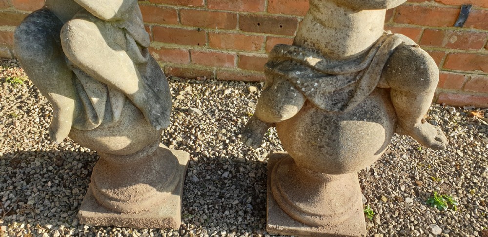 Super Pair Garden Cherub Stone Ornaments View VI
