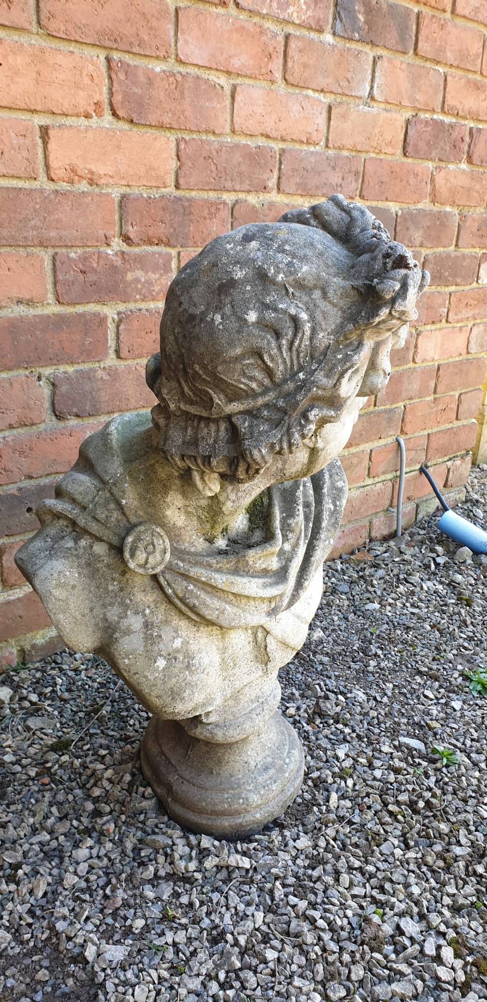 Large Stone Garden Bust of Appollo on Plinth View IV