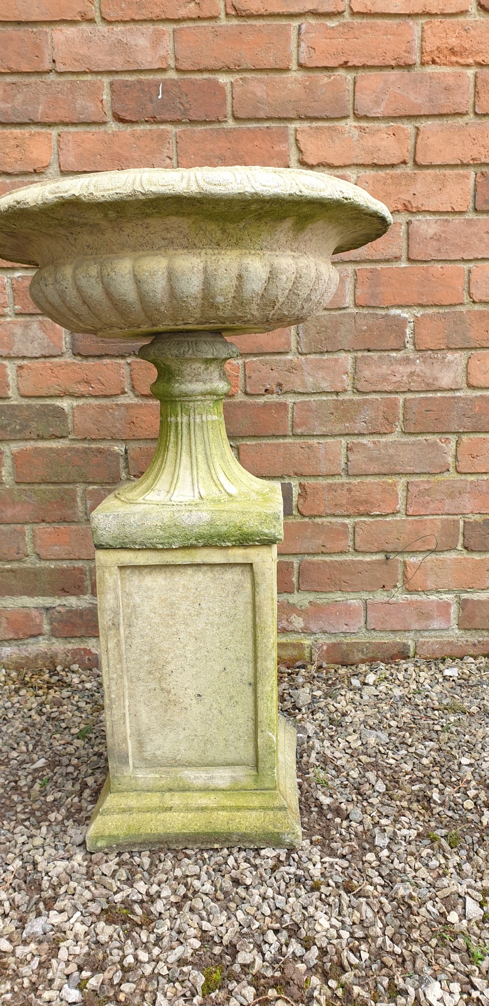 Pair Regency Garden Urns on Plinths View IV