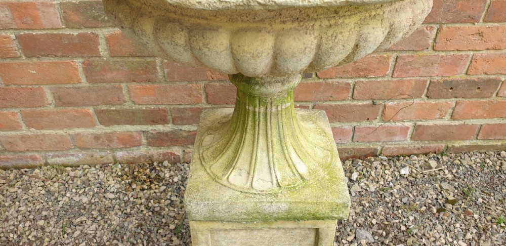 Pair Regency Garden Urns on Plinths View V