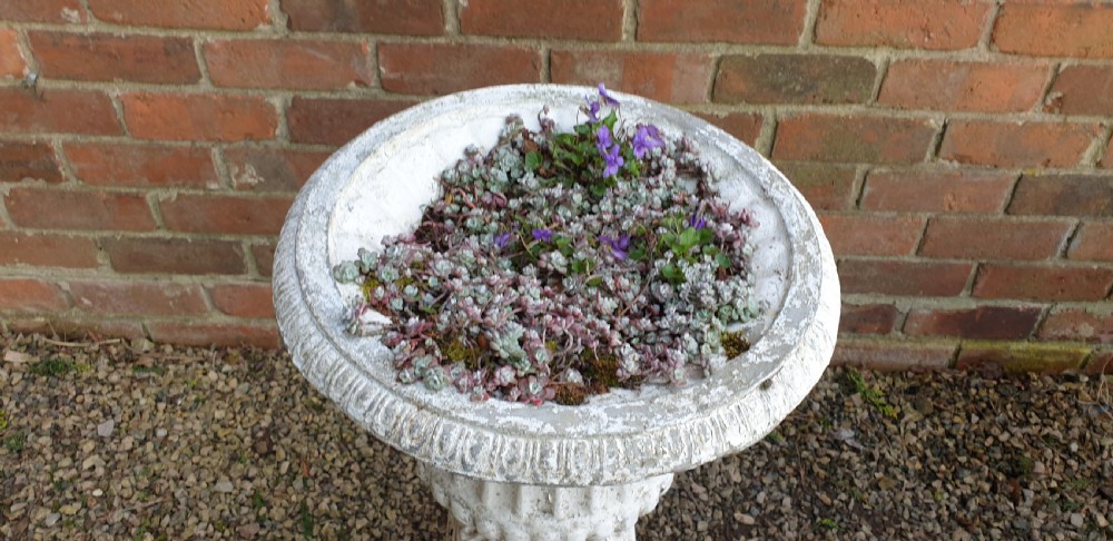 Mixed Metal Painted Garden Urn on Plinth View III