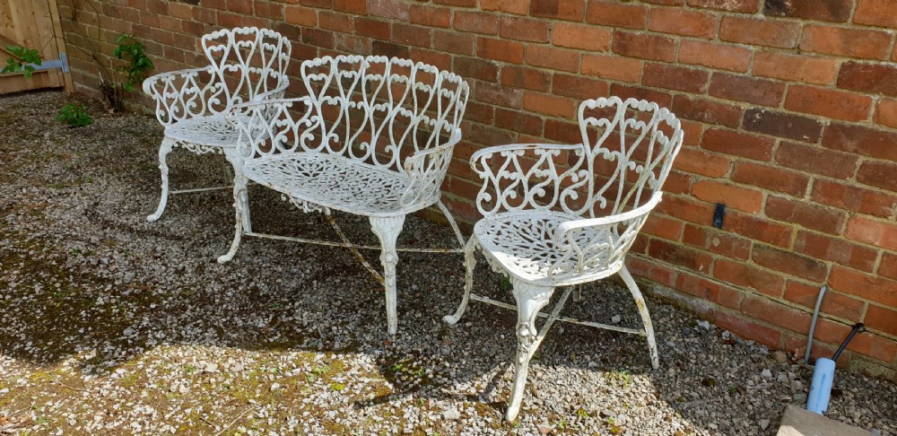 Very Good Cast Iron Garden Sofa and Chairs View IV