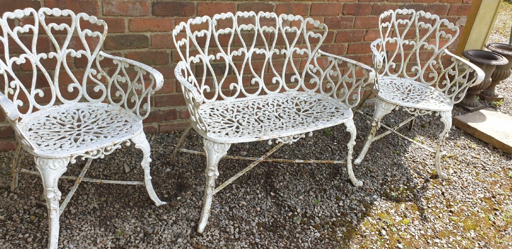 Very Good Cast Iron Garden Sofa and Chairs View VII