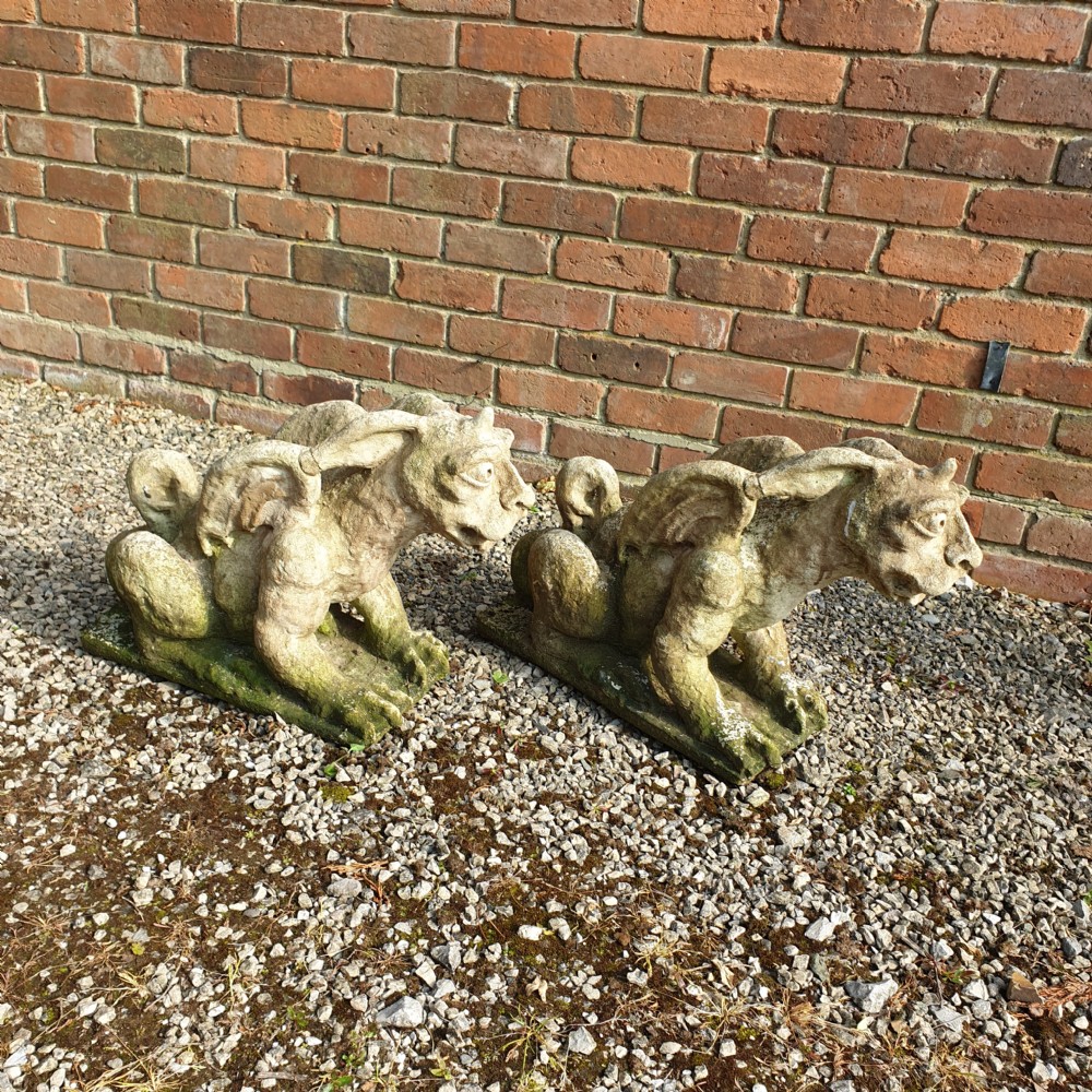 Pair of Stone Garden Gargoyles