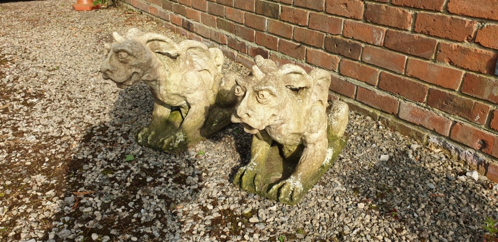 Pair of Stone Garden Gargoyles View IV