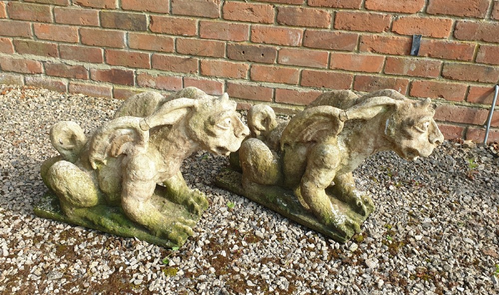 Pair of Stone Garden Gargoyles View V