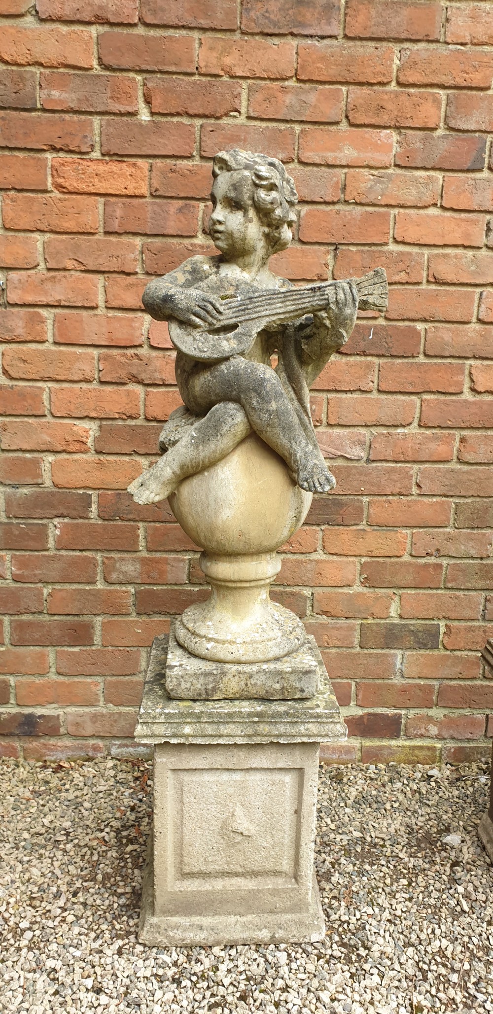 Set Three Large Garden Cherubs on Plinths View III