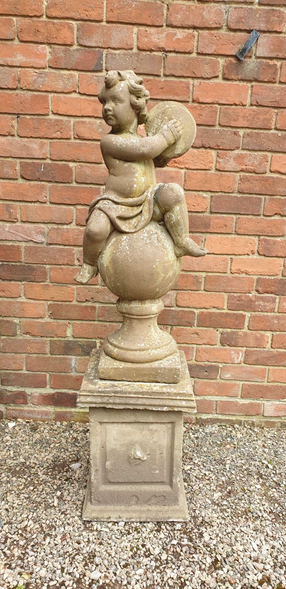 Set Three Large Garden Cherubs on Plinths View IV