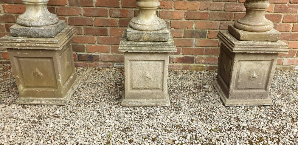 Set Three Large Garden Cherubs on Plinths View VIII