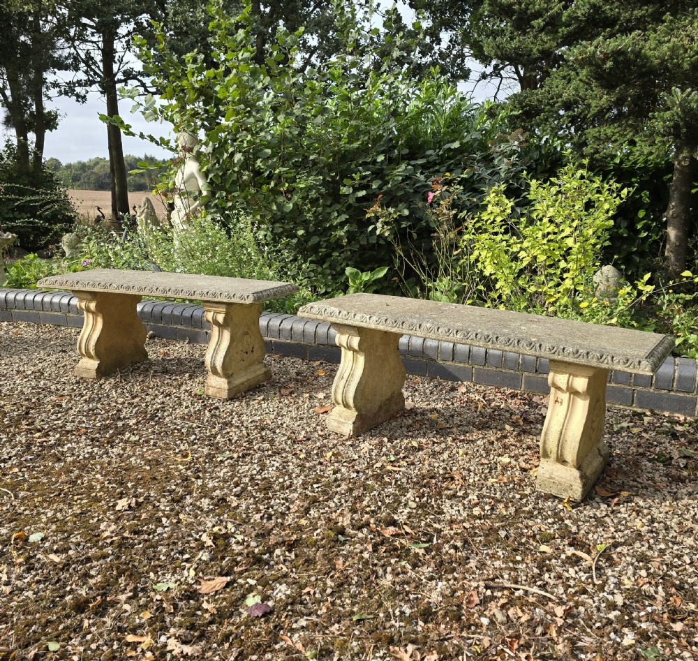 PAIR OF STONE BENCHES