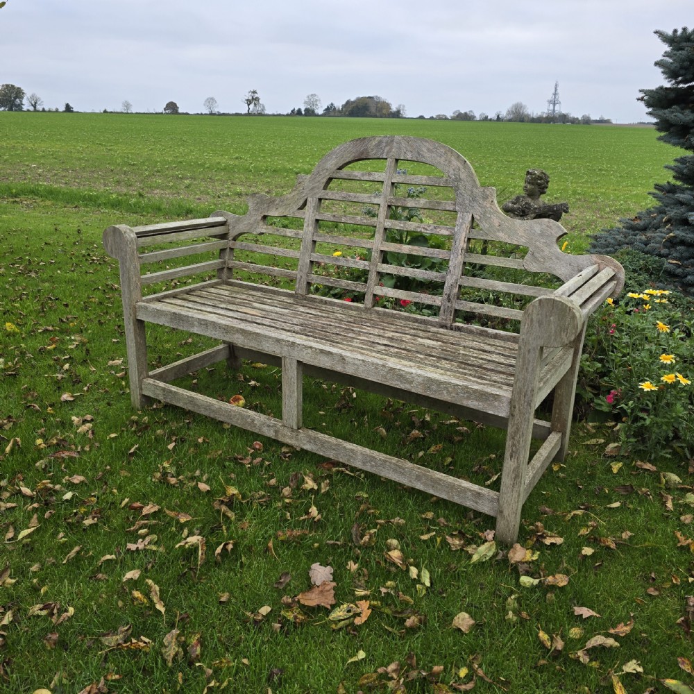 Well weathered Silvered Teak Garden Bench View II