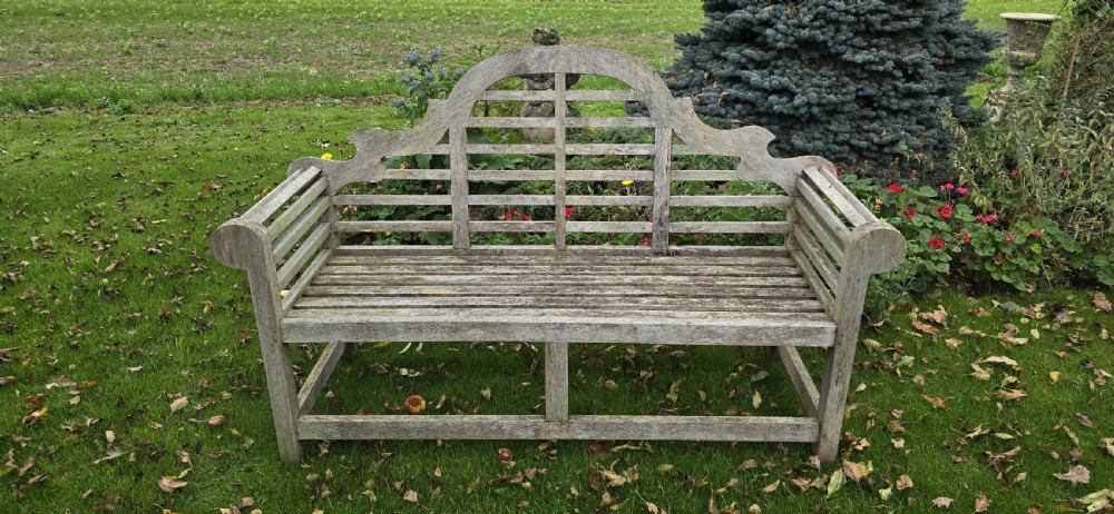 Well weathered Silvered Teak Garden Bench View III