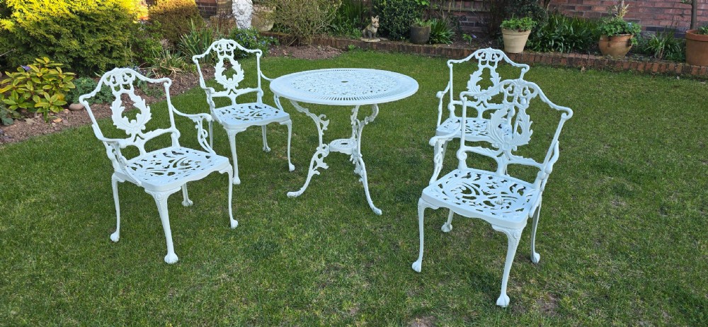 Superb Rare Refinished Patio Table & Four Chairs View II